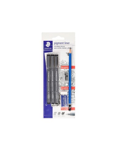 ROTULADOR STAEDTLER MICROMETRICO 308 NG.BLISTER 3 UND+GOMA LAPIZ