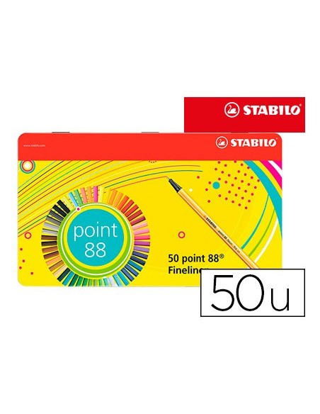 ROTULADOR STABILO PUNTA FIBRA 0,4MM POINT 88 ESTUCHE METAL 50 SURT
