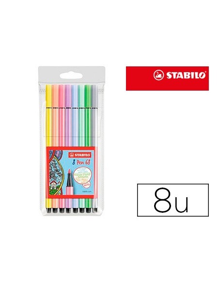 ROTULADOR STABILO ACUARELABLE PEN 68 ESTUCHE 8 COL.SURT.PASTEL