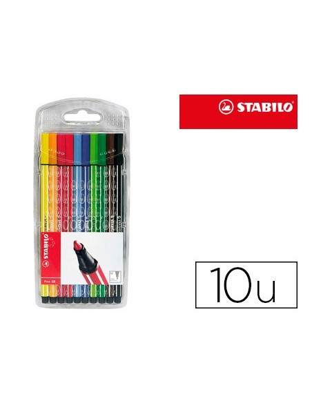 ROTULADOR STABILO ACUARELABLE PEN 68 ESTUCHE 10 COL.SURT.6810/PL