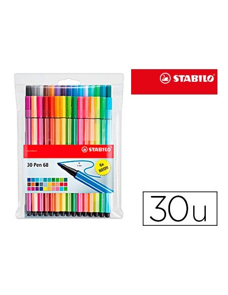 ROTULADOR STABILO ACUARELABLE PEN 68. 24 COLORES STD+6 NEON 6830-1