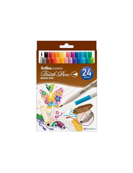 ROTULADOR ARTLINE BRUSH BASE AGUA PINCEL TRAZO FINO BOLSA 24 UD.