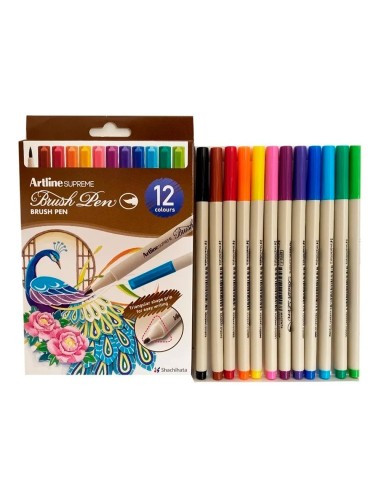 ROTULADOR ARTLINE BRUSH BASE AGUA PINCEL TRAZO FINO BOLSA 12 UD.
