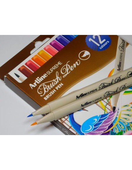 ROTULADOR ARTLINE BRUSH BASE AGUA PINCEL TRAZO FINO BOLSA 12 UD.