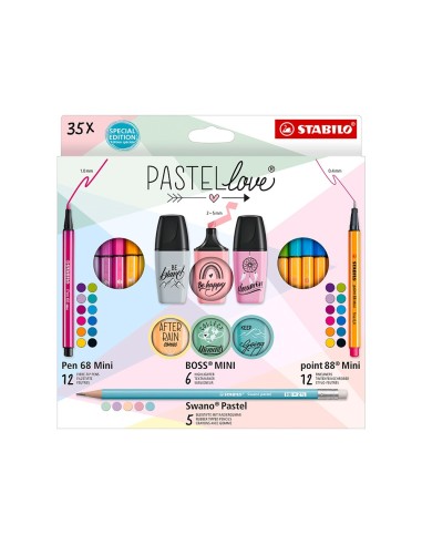 SET STABILO PASTEL LOVE MINIWORLD PEN 68/88/BOSS/SWANO 35 UD.SURT.
