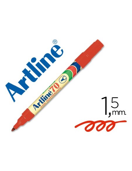 ROTULADOR ARTLINE MARCADOR PERM.EK-70 ROJO PUNTA RED.1.5 MM PAPEL MET