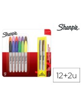 ROTULADORES SHARPIE PERM.PUNTA FINA BLISTER 12 UD.SURT.+ 2 UD.COLOR