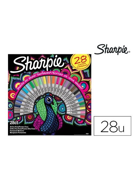 ROTULADOR SHARPIE PERMANENTE PUNTA FINA CAJA 28 UD.SURT.