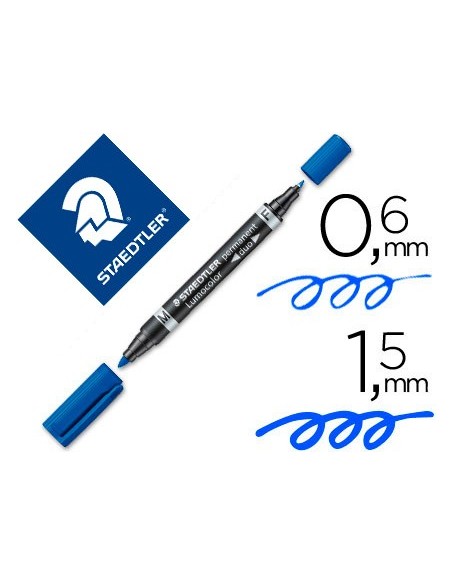 ROTULADOR STAEDTLER LUMOCOLOR PERM.DUO 348 AZUL PUNTA F 0,6 MM PUNTA