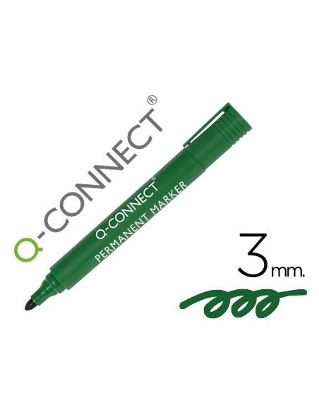 ROTULADOR Q-CONNECT MARCADOR PERMANENTE VERDE PUNTA REDONDA 3.0 MM