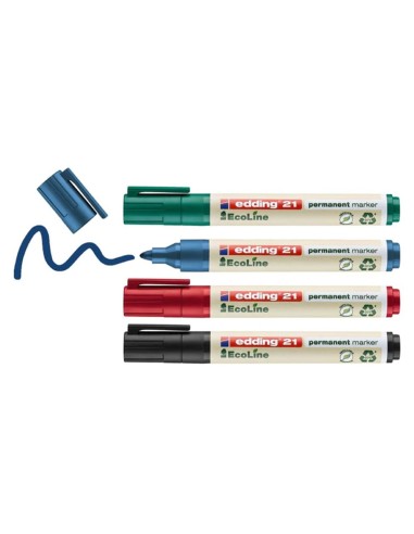 ROTULADOR EDDING 21 PERM.ECOLINE 90% RECI. 4 SURT.PUNTA RED.1,5-3