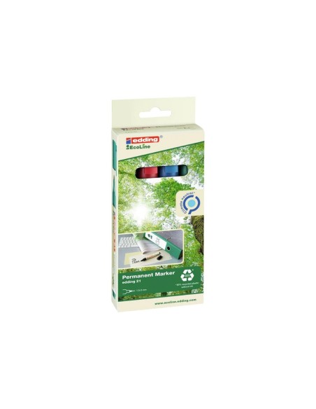 ROTULADOR EDDING 21 PERM.ECOLINE 90% RECI. 4 SURT.PUNTA RED.1,5-3