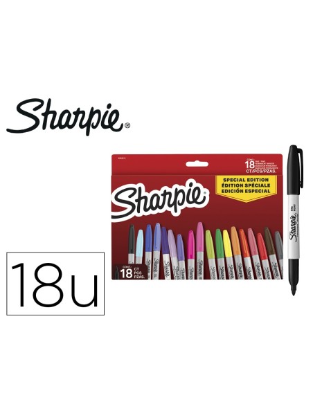 ROTULADOR SHARPIE PERMANENTE FINO PK.VUELTA AL COLE PEZ 18 UD.SURT.