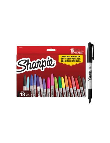 ROTULADOR SHARPIE PERMANENTE FINO PK.VUELTA AL COLE PEZ 18 UD.SURT.