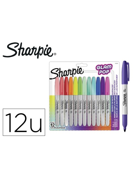 ROTULADOR SHARPIE PERMANENTE FINO GLAM POP 12 UD.SURT.