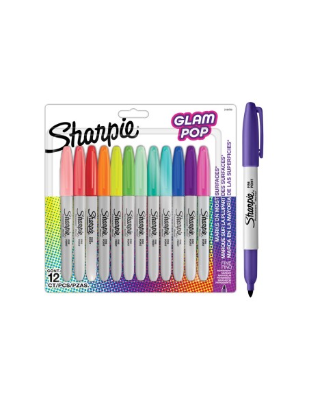 ROTULADOR SHARPIE PERMANENTE FINO GLAM POP 12 UD.SURT.