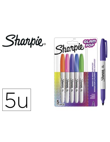 ROTULADOR SHARPIE PERMANENTE FINO GLAM POP 5 UD.SURT.