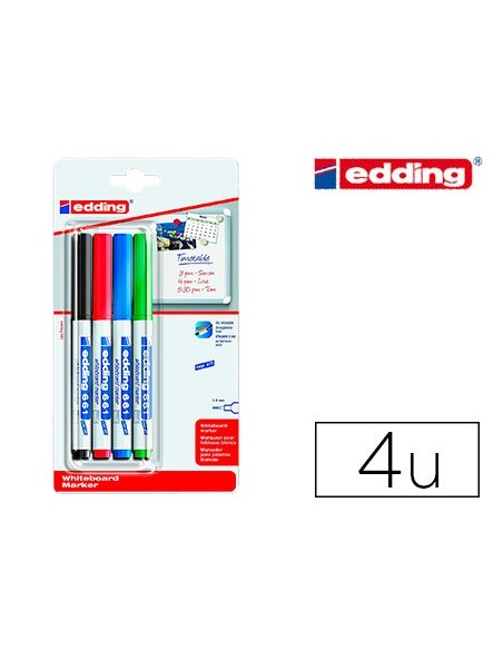 ROTULADOR EDDING PIZARRA BLANCA 661 P.RED. 1-2MM COL.SURT.RECARG 4UD.