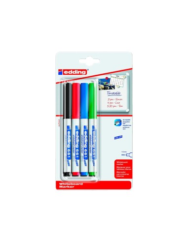 ROTULADOR EDDING PIZARRA BLANCA 661 P.RED. 1-2MM COL.SURT.RECARG 4UD.