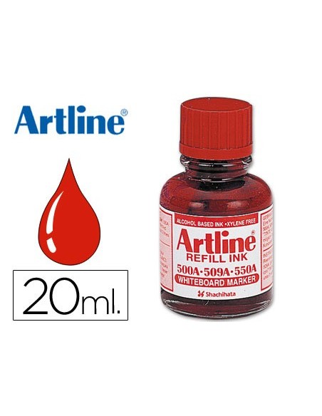 TINTA ROTULADOR PIZARRA BLANCA ARTLINE ROJO FRASCO 20ML 500-A