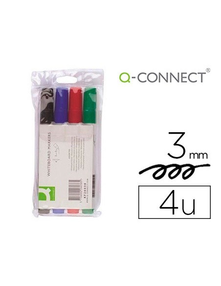 ROTULADOR Q-CONNECT PIZARRA BLANCA 4 COLORES SURTIDOS PUNTA REDONDA