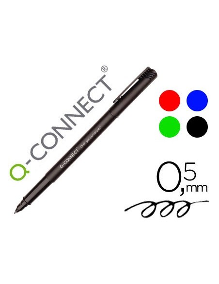 ROTULADOR Q-CONNECT RETROPROYECCION PUNTA FIBRA 0.5 MM  BOLSA 4UD