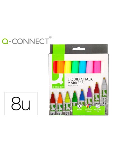 ROTULADOR Q-CON.TIZA LIQUIDA RED.TRAZO 3MM CAJA 8 UD.SURT.