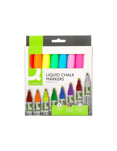 ROTULADOR Q-CON.TIZA LIQUIDA RED.TRAZO 3MM CAJA 8 UD.SURT.