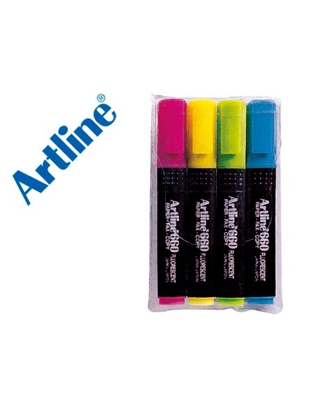 ROTULADOR ARTLINE FLUOR EK-660 4 PUNTA BISELADA BOLSA 4 ROTULADORES
