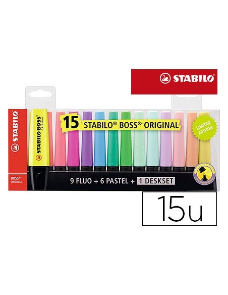 ROTULADOR STABILO BOSS FLUORESCENTE 70 BLISTER 15 UD.SURT.