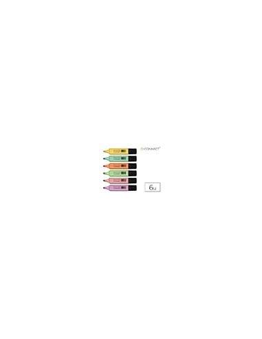 ROTULADOR Q-CONNECT FLUORESCENTE PASTEL PUNTA BIS.6 UDS SURT.