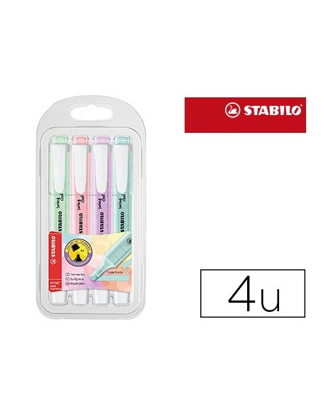 ROTULADOR STABILO FLUORESCENTE SWING COOL PASTEL BOLSA 4 UD.SURT.