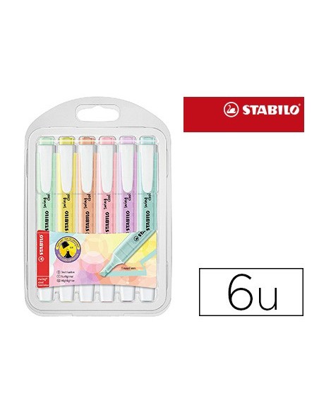 ROTULADOR STABILO FLUORESCENTE SWING COOL PASTEL BOLSA 6 UD.SURT.