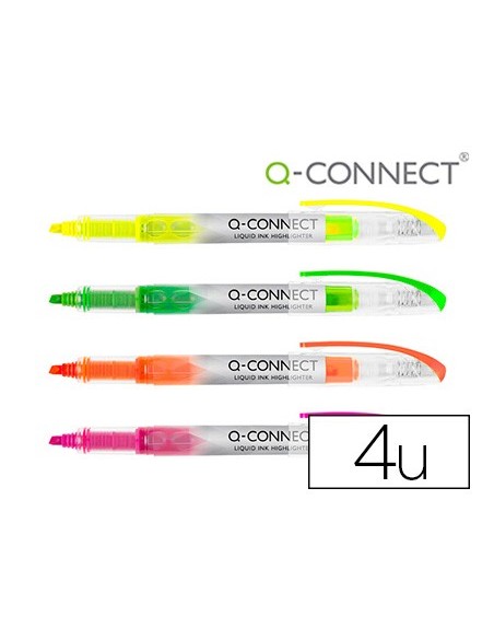 ROTULADOR Q-CON.FLUORESCENTE TINTA LIQUIDA BOLSA 4 UD.SURT.