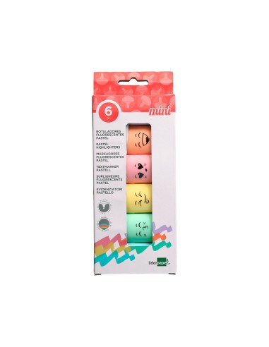 ROTULADOR LIDERPAPEL MINI FLUORESCENTE PASTEL ESTUCHE 6 UD. SURTIDOS