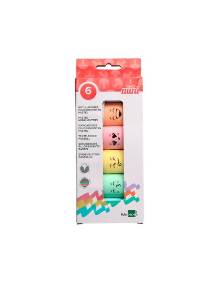 ROTULADOR LIDERPAPEL MINI FLUORESCENTE PASTEL ESTUCHE 6 UD. SURTIDOS