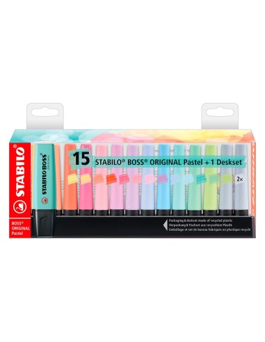 ROTULADOR STABILO BOSS FLUORESCENTE 70 PASTEL DESKSET  15 UD.SURT.