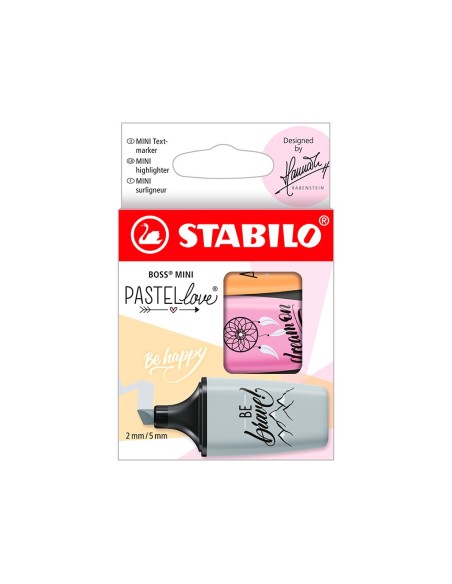 ROTULADOR STABILO BOSS MINI PASTEL LOVE  3 UD.FUC/NAR./GRIS
