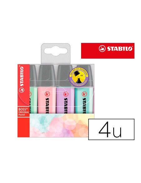 ROTULADOR STABILO BOSS 70 PASTEL ESTUCHE 4 UD