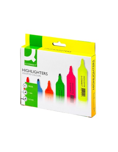 ROTULADOR Q-CON FLUORESCENTE PUNTA BISELADA ESTUCHE 6 COLORES KF01909