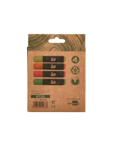 ROTULADOR  ECOUSE FLUOR.FABRICADO 68% PLAST.RECICLADO CAJA 4 UD.SURT.