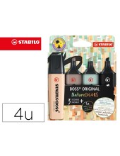 ROTULADOR STABILO BOSS PASTEL FLUOR.70 NATURE COLORS  4 UD.SURT.