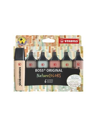 ROTULADOR STABILO BOSS PASTEL FLUOR.70 NATURE COLORS  6 UD.SURT.