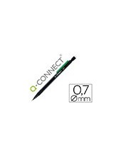 PORTAMINAS Q-CONNECT 0.7 MM CON 3 MINAS CUERPO NEGRO CON CLIP VERDE 2