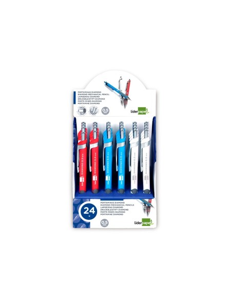 PORTAMINAS LIDERPAPEL DIAMOND 0.5 MM GOMA SUJECION SOFT COL.SURT.