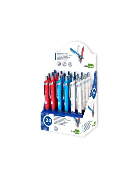 PORTAMINAS LIDERPAPEL DIAMOND 0.5 MM GOMA SUJECION SOFT COL.SURT.
