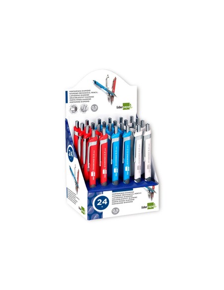 PORTAMINAS LIDERPAPEL DIAMOND 0.5 MM GOMA SUJECION SOFT COL.SURT.