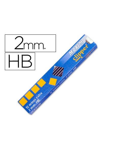 MINAS MAXIM GRAFITO 2 MM ESTUCHE 12 MINAS