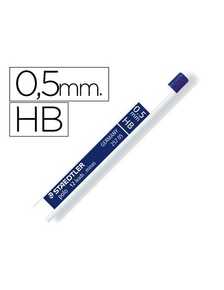 MINAS STAEDTLER GRAFITO 0,5 MM HB POLO 257 TUBO C/12 MINAS