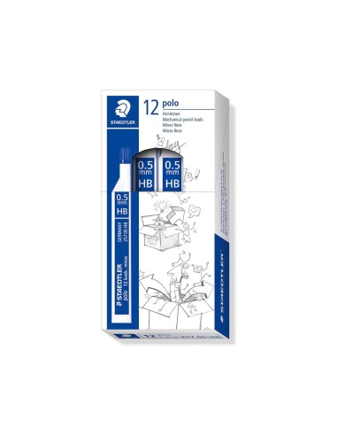 MINAS STAEDTLER GRAFITO 0,5 MM HB POLO 257 TUBO C/12 MINAS
